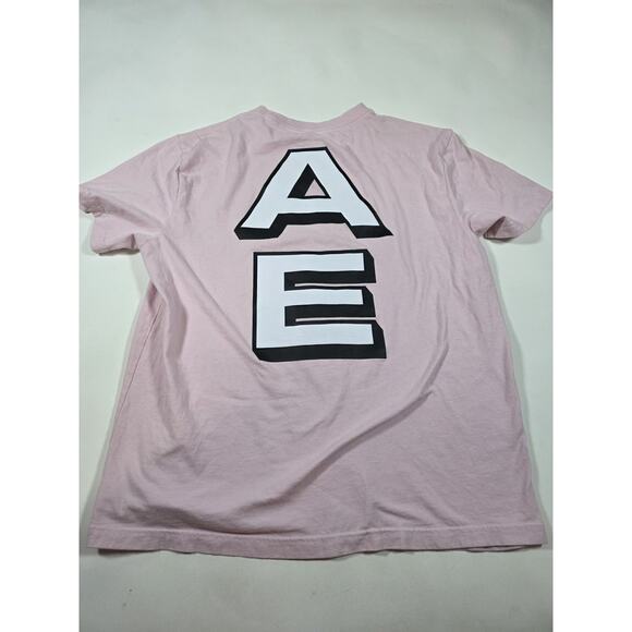 American Eagle Shirt Adult Large Pink Spellout Big Logo Graphic Tee Cotton Mens - Picture 2 of 4